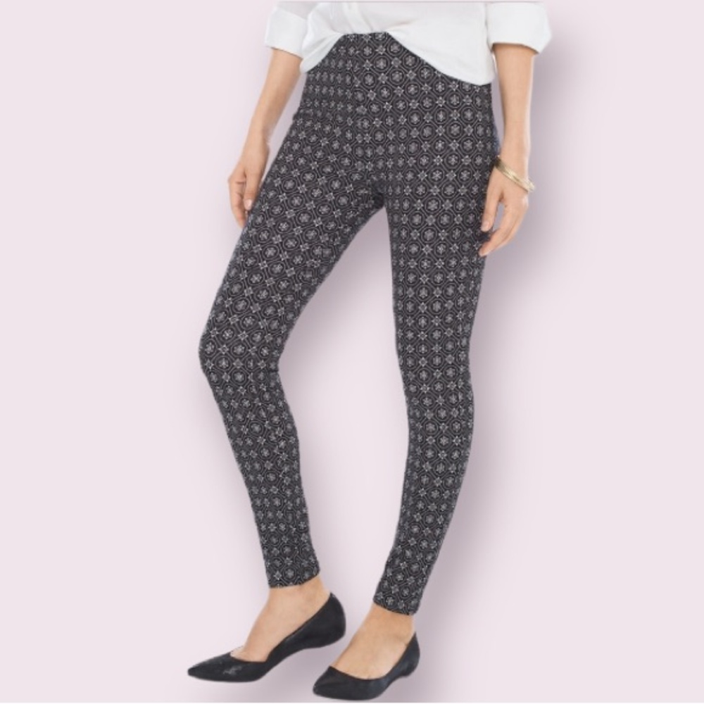 Chico’s Black and White Printed Ponte Leggings